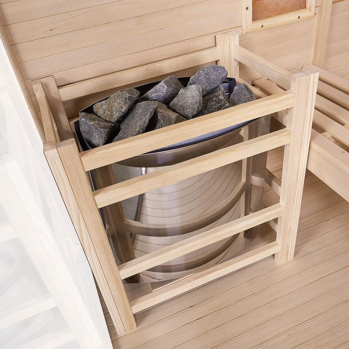 Warm authentic sauna interior